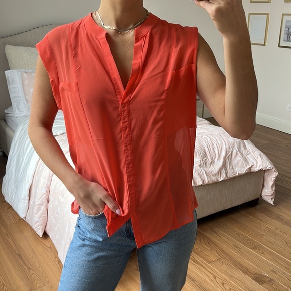 BCBGMaxAzria Tops - BCBGMAXAZRIA Addison silk blouse size large ambrosia color